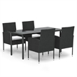 vidaXL PE Rattan Large Durable Garden Dining Set in Black and Cream White