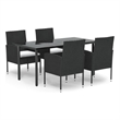 vidaXL PE Rattan Large Durable Garden Dining Set in Black and Cream White