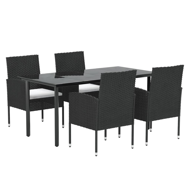 vidaXL PE Rattan Large Durable Garden Dining Set in Black and Cream White