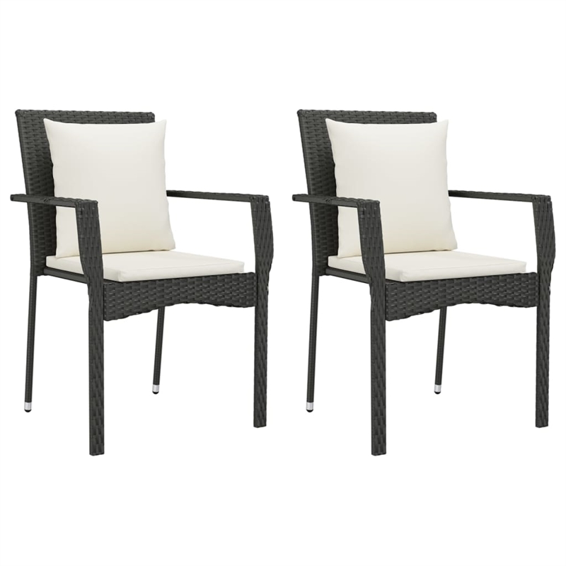 vidaXL Garden Dining Set in Black and Cream White