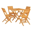 vidaXL Solid Teak Wood Standard Foldable Garden Dining Set in Brown
