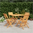 vidaXL Solid Teak Wood Standard Foldable Garden Dining Set in Brown