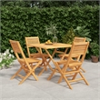 vidaXL Solid Teak Wood Medium Foldable Garden Dining Set in Natural Teak