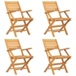 vidaXL Solid Teak Wood Medium Foldable Garden Dining Set in Natural Teak