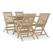 vidaXL Solid Teak Wood 5 Piece Foldable Garden Dining Set in Gray