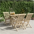 vidaXL Solid Teak Wood 5 Piece Foldable Garden Dining Set in Gray