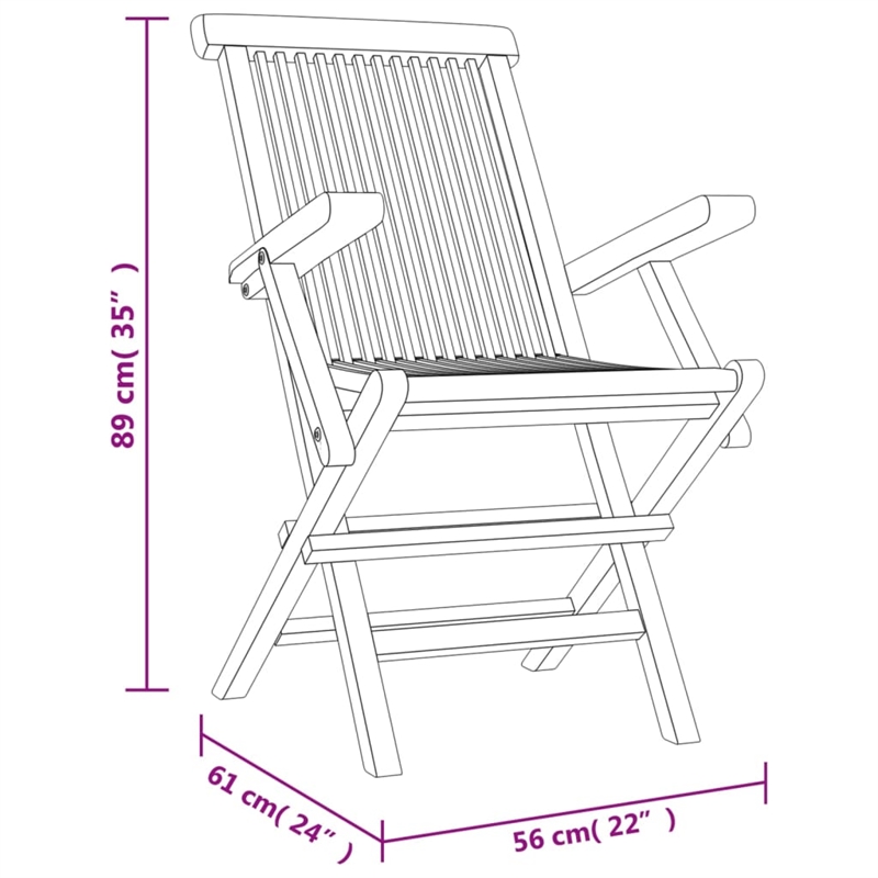 vidaXL Solid Teak Wood 5 Piece Foldable Garden Dining Set in Gray