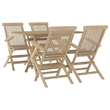vidaXL Solid Teak Wood 5 Piece Foldable Garden Dining Set in Gray