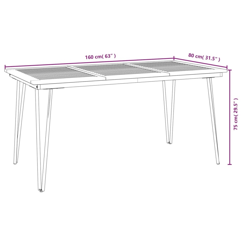 vidaXL Solid Acacia Wood and Powder-Coated Steel Garden Dining Set in Brown