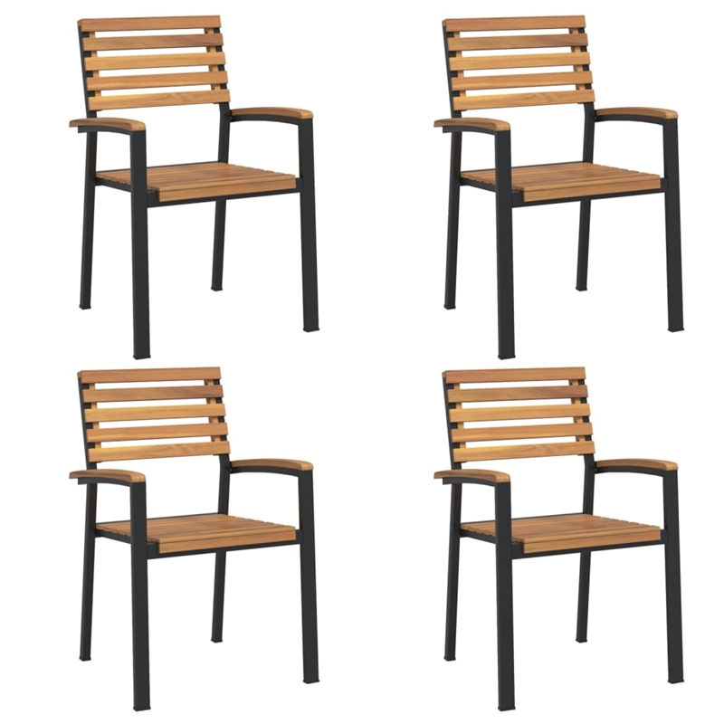 vidaXL Solid Acacia Wood and Powder-Coated Steel Garden Dining Set in Brown
