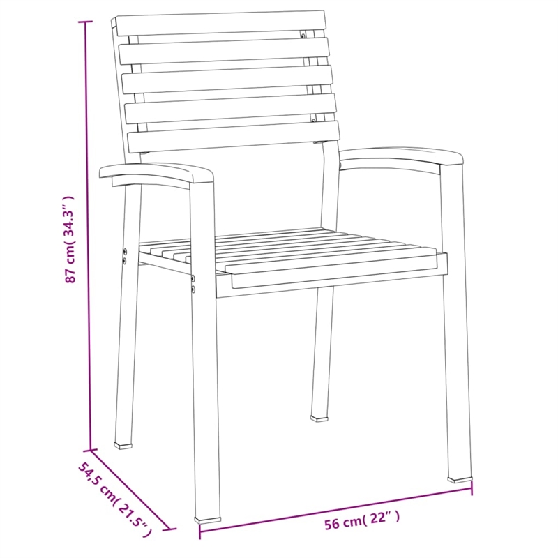 vidaXL Solid Acacia Wood and Powder-Coated Steel Garden Dining Set in Brown
