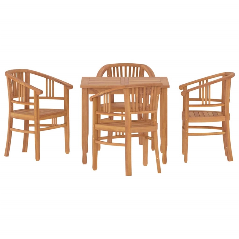 vidaXL Solid Teak Wood 5-Piece Ergonomic Garden Dining Set in Brown