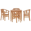 vidaXL Solid Teak Wood 5-Piece Ergonomic Garden Dining Set in Brown