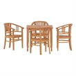 vidaXL Solid Teak Wood 5-Piece Ergonomic Garden Dining Set in Brown
