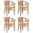 vidaXL Solid Teak Wood 5-Piece Ergonomic Garden Dining Set in Brown