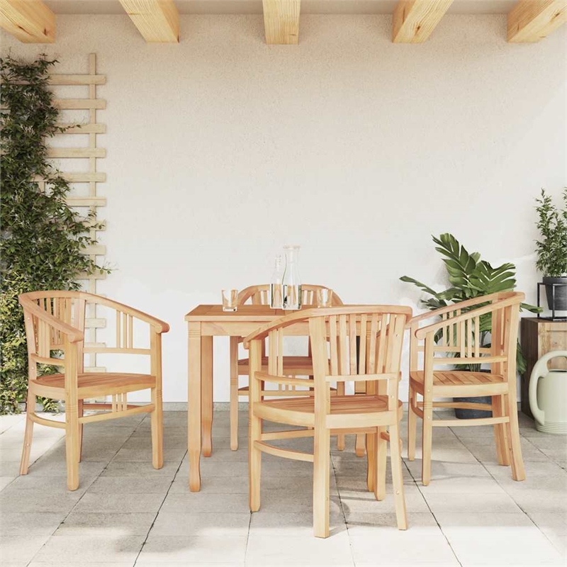 vidaXL Solid Teak Wood 5-Piece Ergonomic Garden Dining Set in Brown