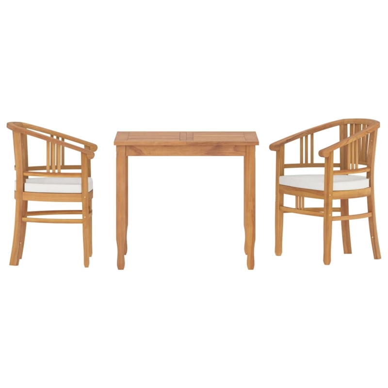 vidaXL Patio Dining Set in Natural Teak/Cream White - Set Of 2