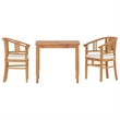 vidaXL Patio Dining Set in Natural Teak/Cream White - Set Of 2