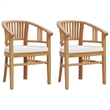 vidaXL Patio Dining Set in Natural Teak/Cream White - Set Of 2