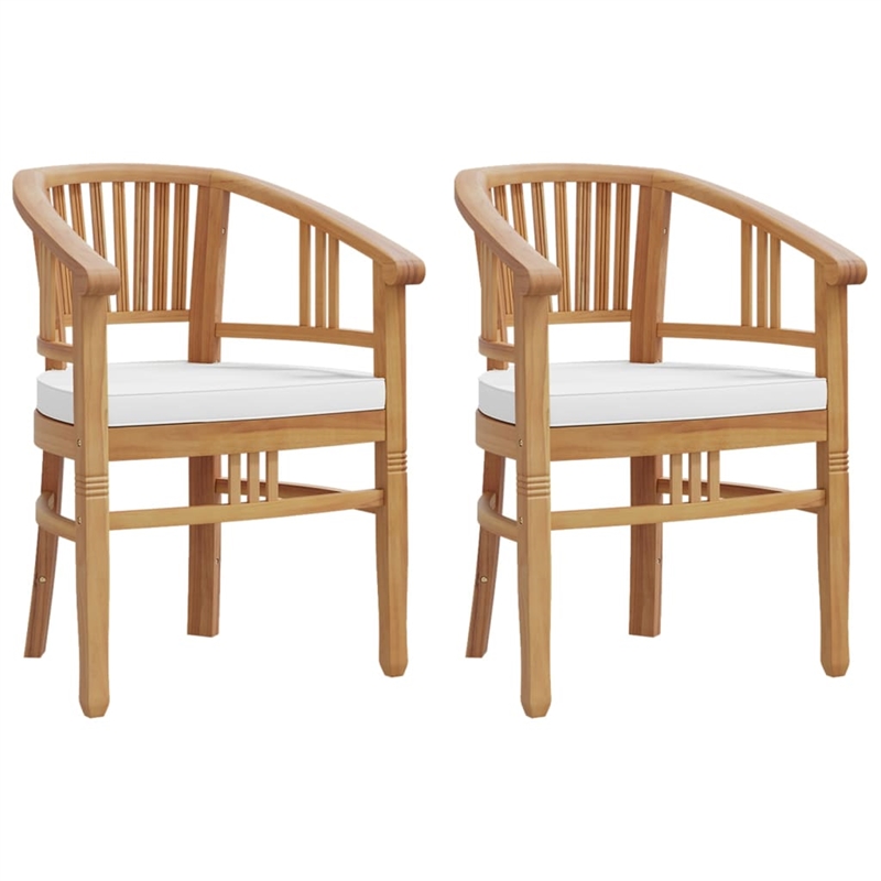 vidaXL Patio Dining Set in Natural Teak/Cream White - Set Of 2