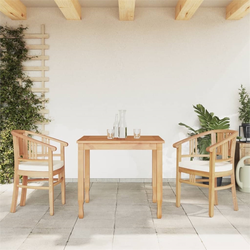 vidaXL Patio Dining Set in Natural Teak/Cream White - Set Of 2