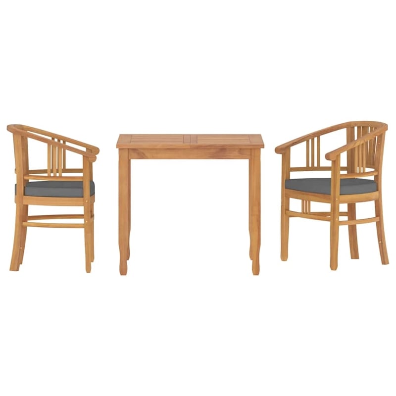 vidaXL Small Patio Dining Set in Teak Wood - Set Of 2