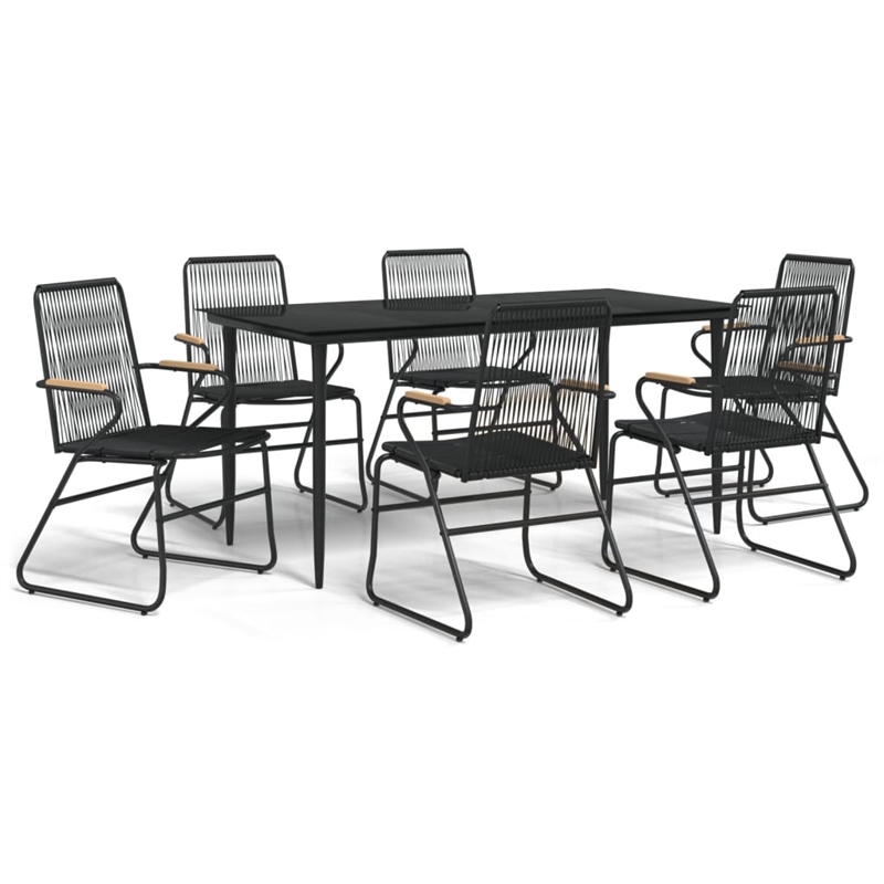 vidaXL Powder-Coated Steel Large Durable Garden Dining Set in Black