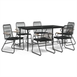 vidaXL Powder-Coated Steel Large Durable Garden Dining Set in Black