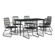 vidaXL Powder-Coated Steel Large Durable Garden Dining Set in Black