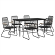 vidaXL Powder-Coated Steel Large Durable Garden Dining Set in Black