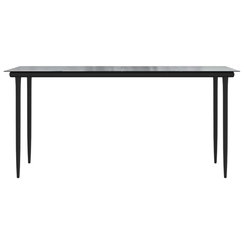 vidaXL Powder-Coated Steel Large Durable Garden Dining Set in Black