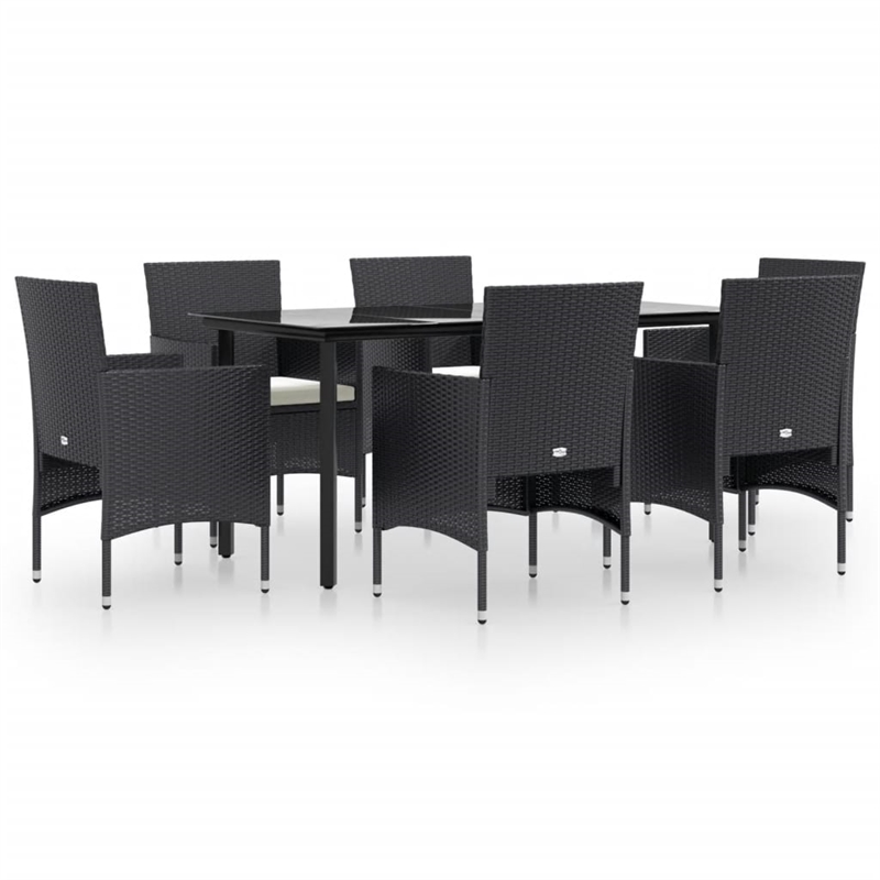 vidaXL Garden Dining Set in Black/Cream White