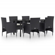 vidaXL Garden Dining Set in Black/Cream White