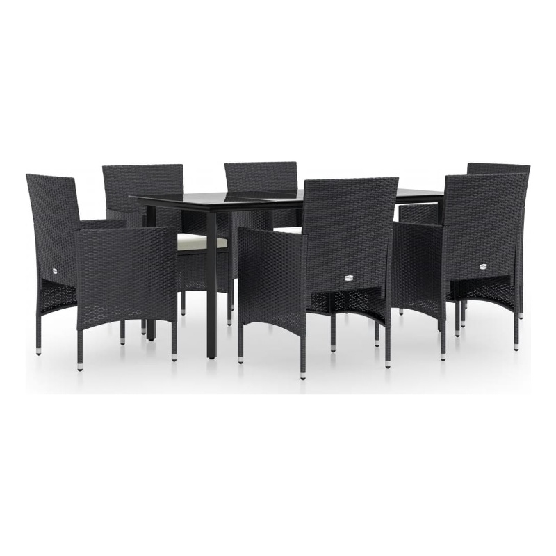 vidaXL Garden Dining Set in Black/Cream White
