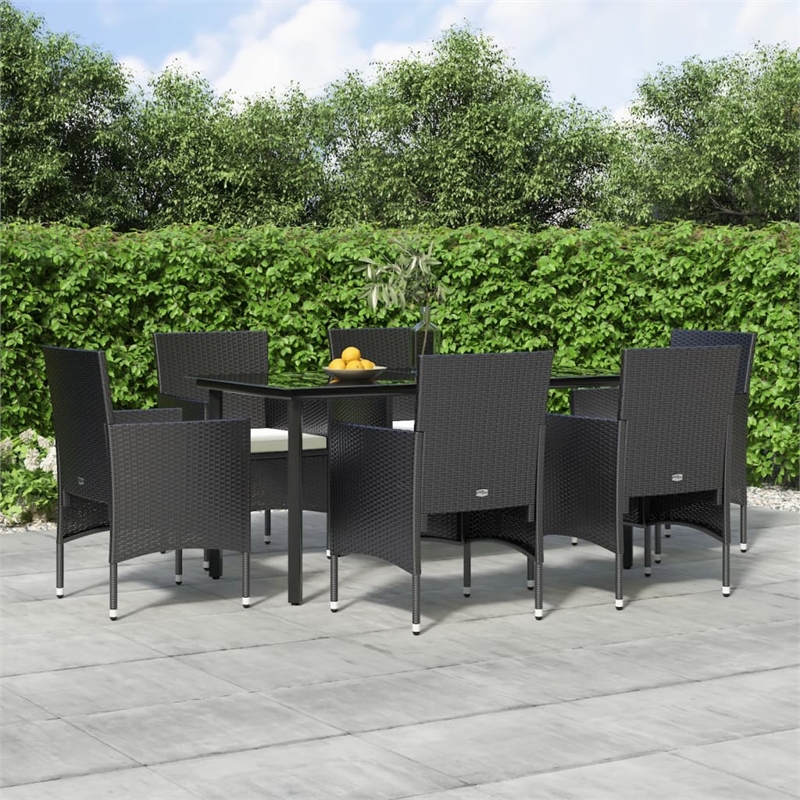 vidaXL Garden Dining Set in Black/Cream White