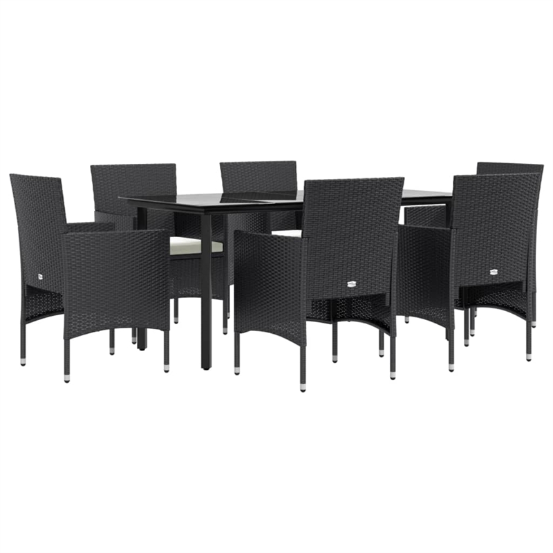 vidaXL Garden Dining Set in Black/Cream White