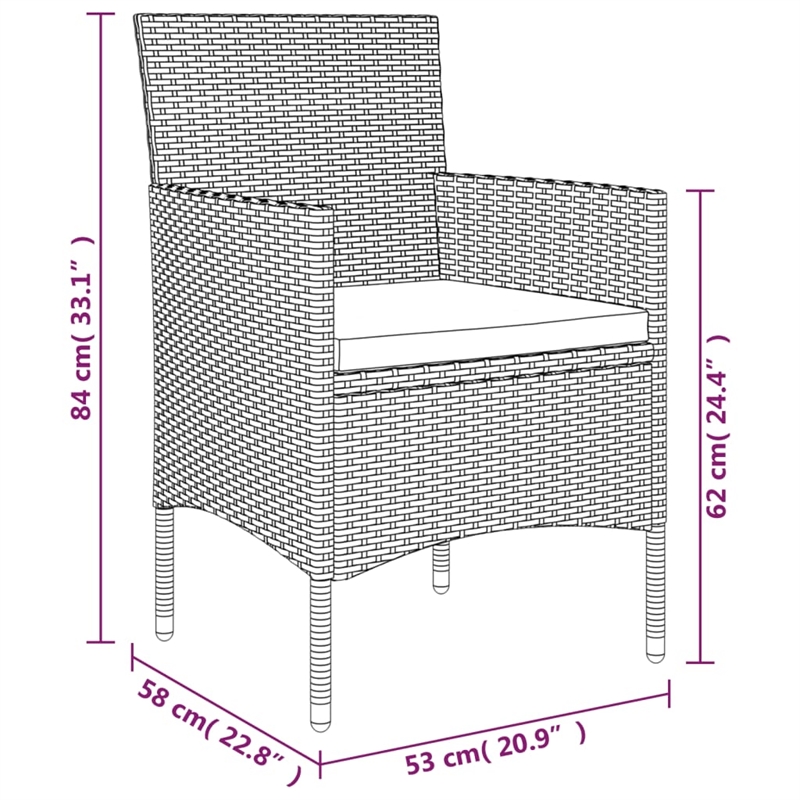 vidaXL Garden Dining Set in Black/Cream White