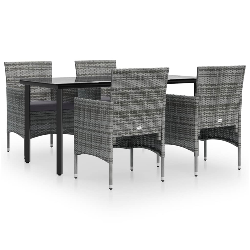 vidaXL Garden Dining Set in Gray and Black