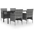 vidaXL Garden Dining Set in Gray and Black
