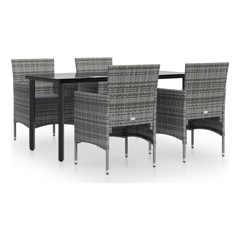 vidaXL Garden Dining Set in Gray and Black