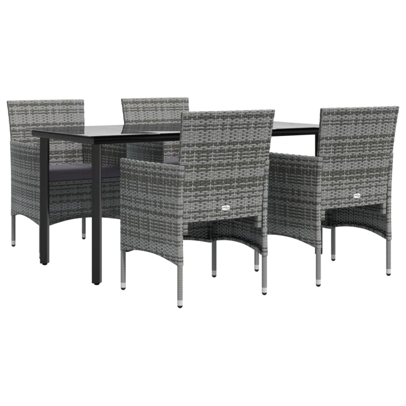 vidaXL Garden Dining Set in Gray and Black
