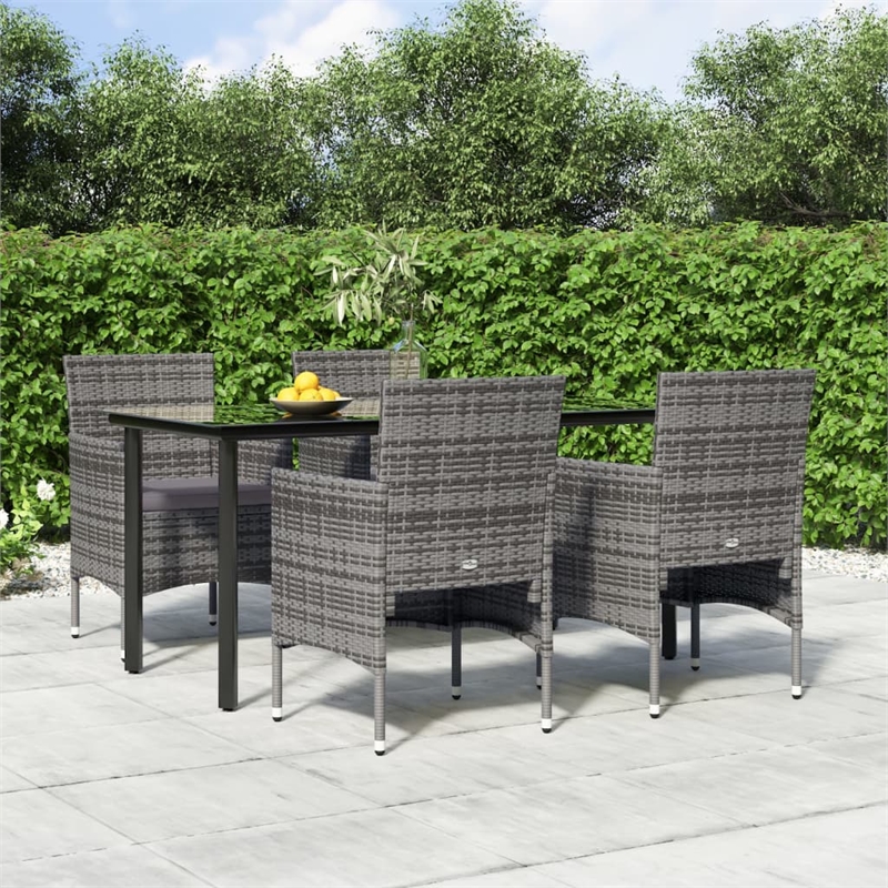 vidaXL Garden Dining Set in Gray and Black
