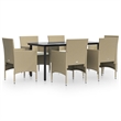 vidaXL Garden Dining Set in Beige and Black