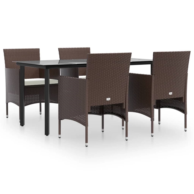 vidaXL Garden Dining Set in Brown and Cream
