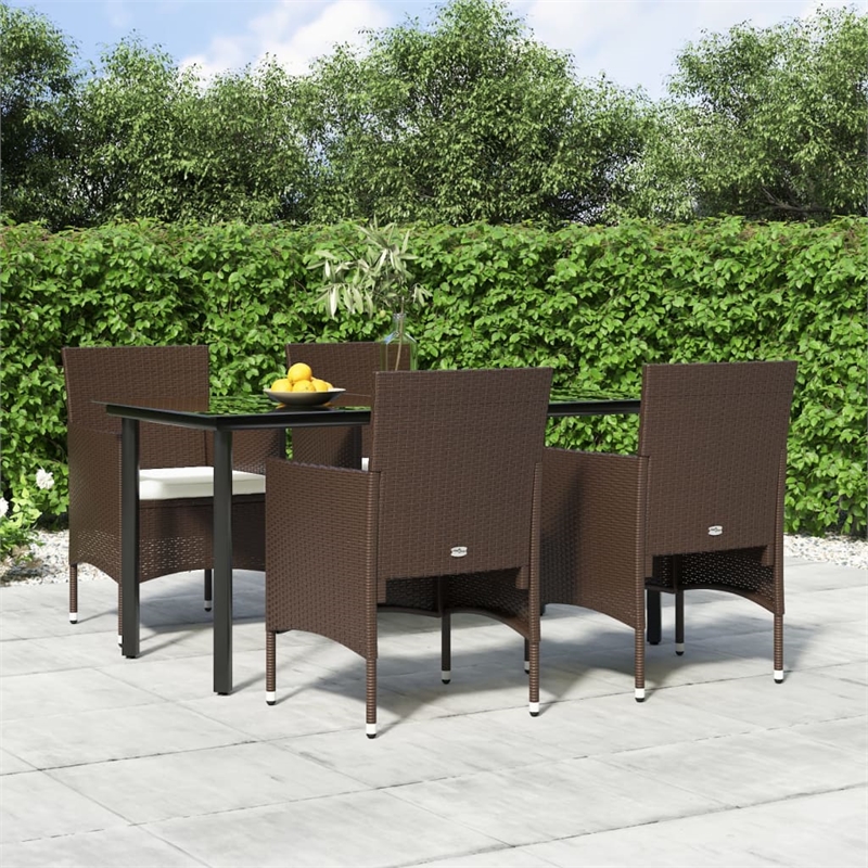 vidaXL Garden Dining Set in Brown and Cream