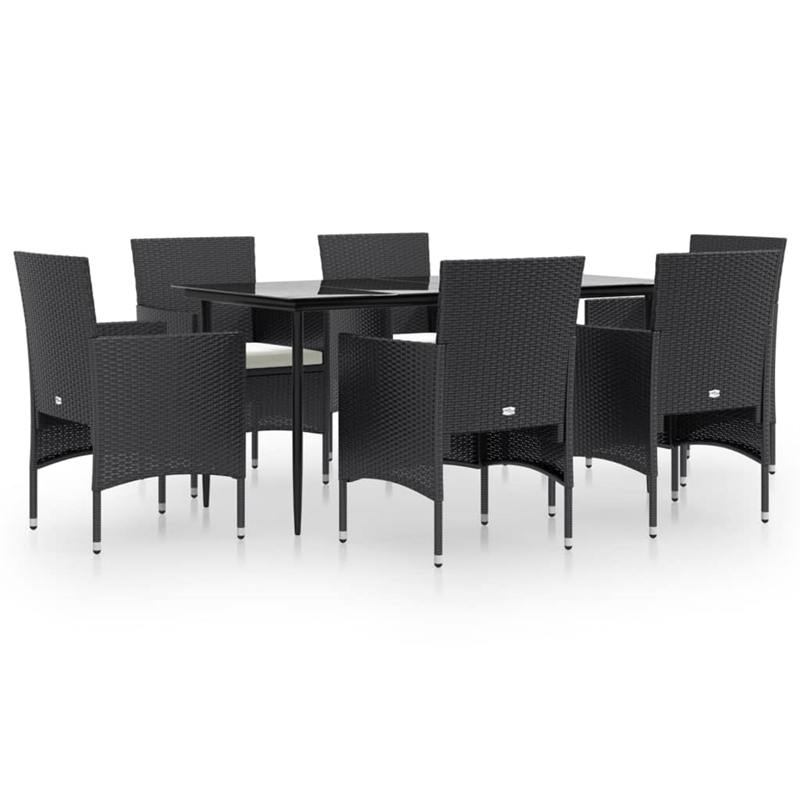 vidaXL Garden Dining Set in Black/Cream White