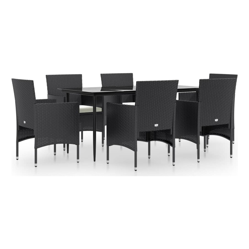 vidaXL Garden Dining Set in Black/Cream White