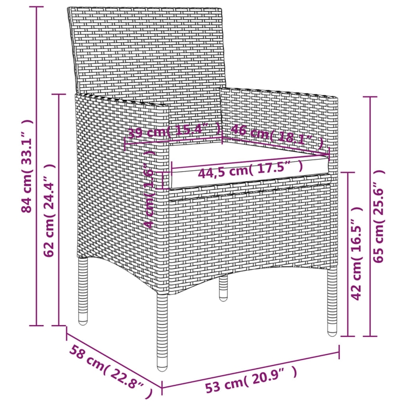 vidaXL Garden Dining Set in Black/Cream White