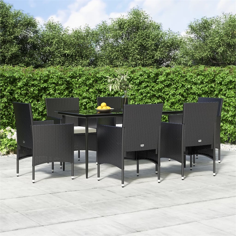 vidaXL Garden Dining Set in Black/Cream White