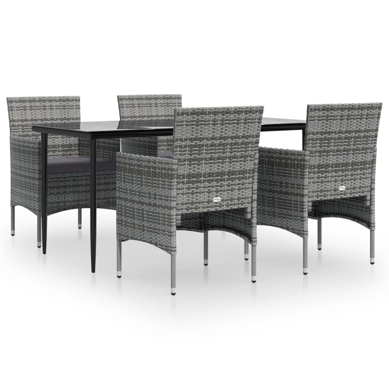 vidaXL 5 Piece Garden Dining Set in Gray/Black